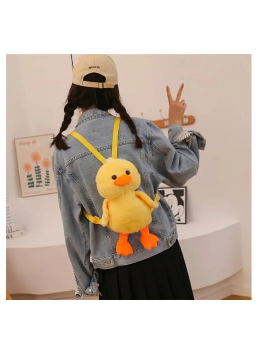 Cute Duck Plush Backpack Soft Stuffed Animal Bag Crossbody Purse With Chain